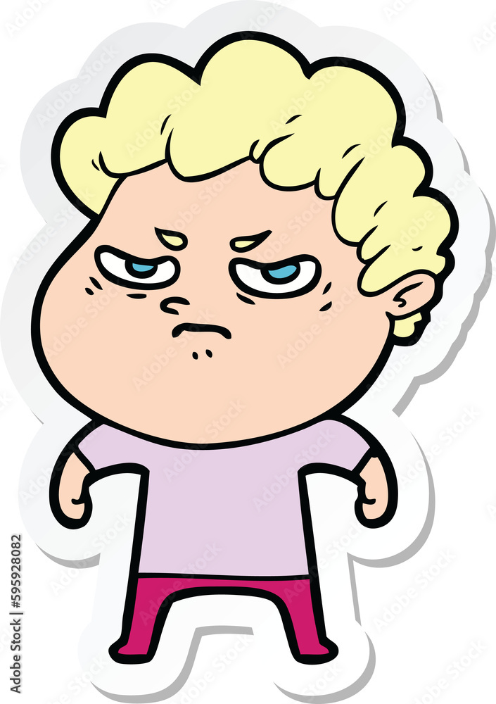 sticker of a cartoon angry man