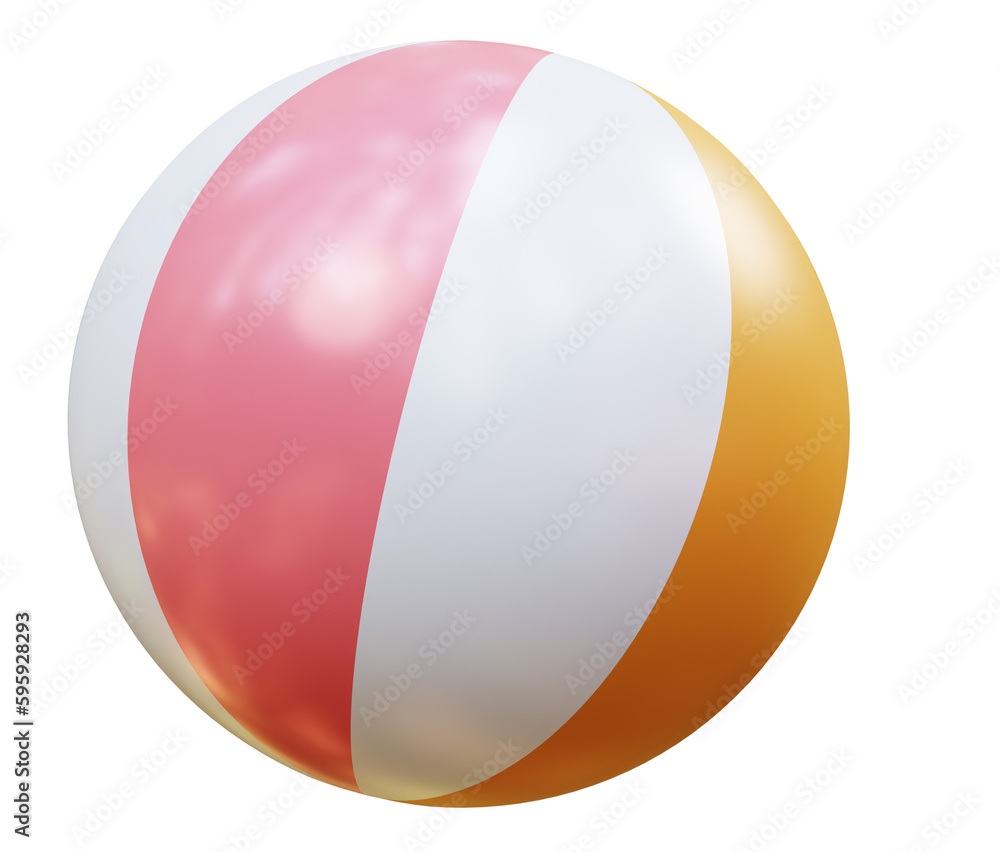 Summer vacation and travel concept. Inflatable colorful beach ball toy. 3d rendering