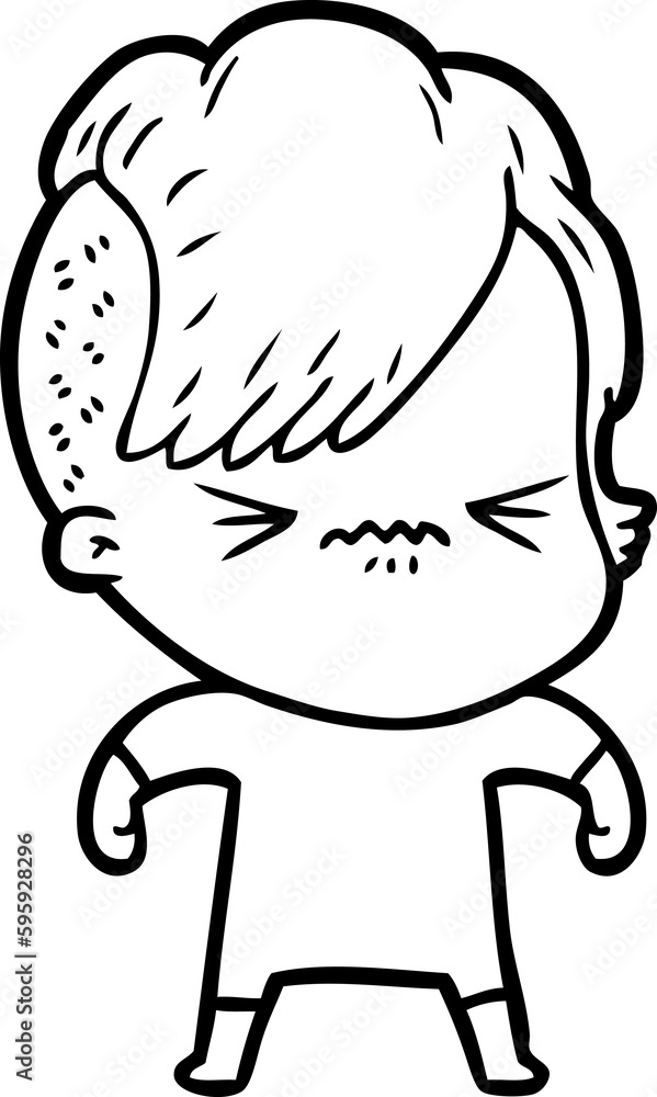cartoon annoyed hipster girl cartoon annoyed hipster girl
