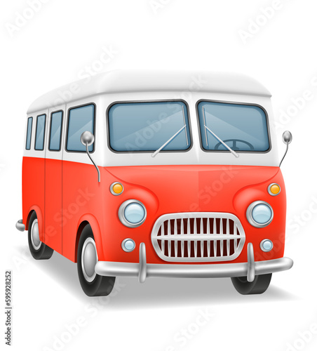 retro mini van bus for travel and leisure vector illustration