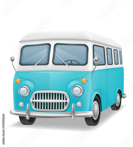 retro mini van bus for travel and leisure vector illustration