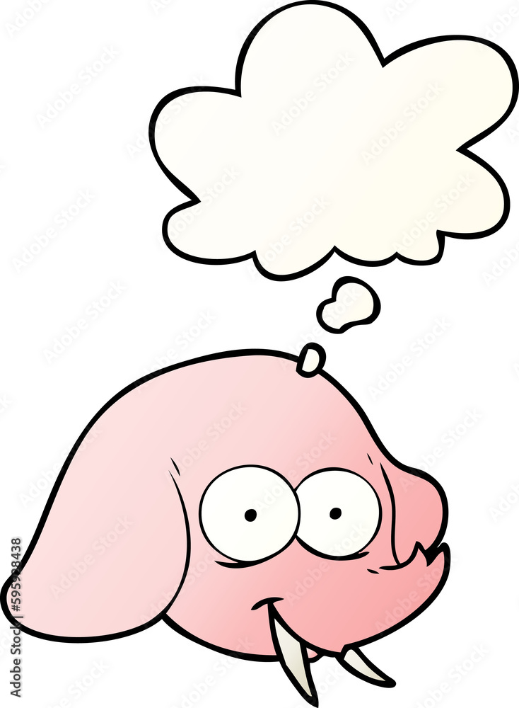 cartoon elephant face with thought bubble in smooth gradient style cartoon elephant face with thought bubble in smooth gradient style