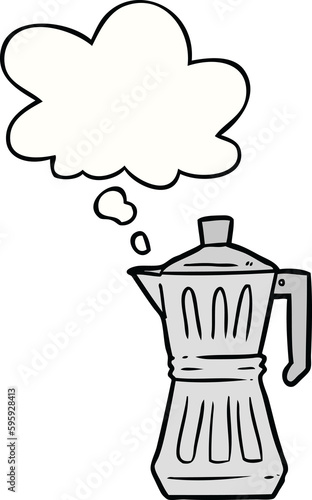 cartoon espresso maker with thought bubble