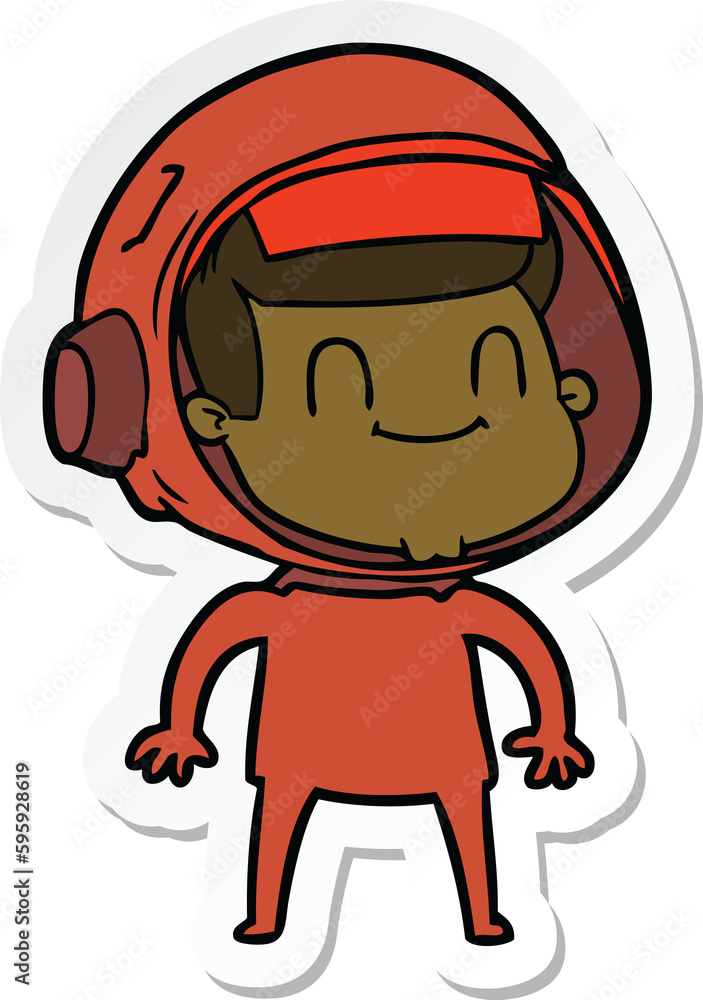 Obraz premium sticker of a happy cartoon astronaut