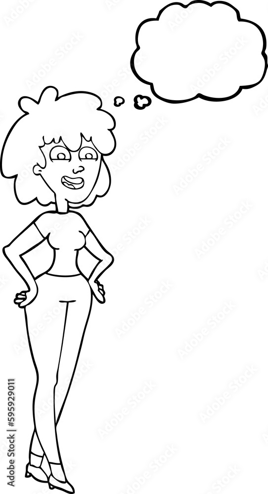 freehand drawn thought bubble cartoon surprised woman freehand drawn thought bubble cartoon surprised woman