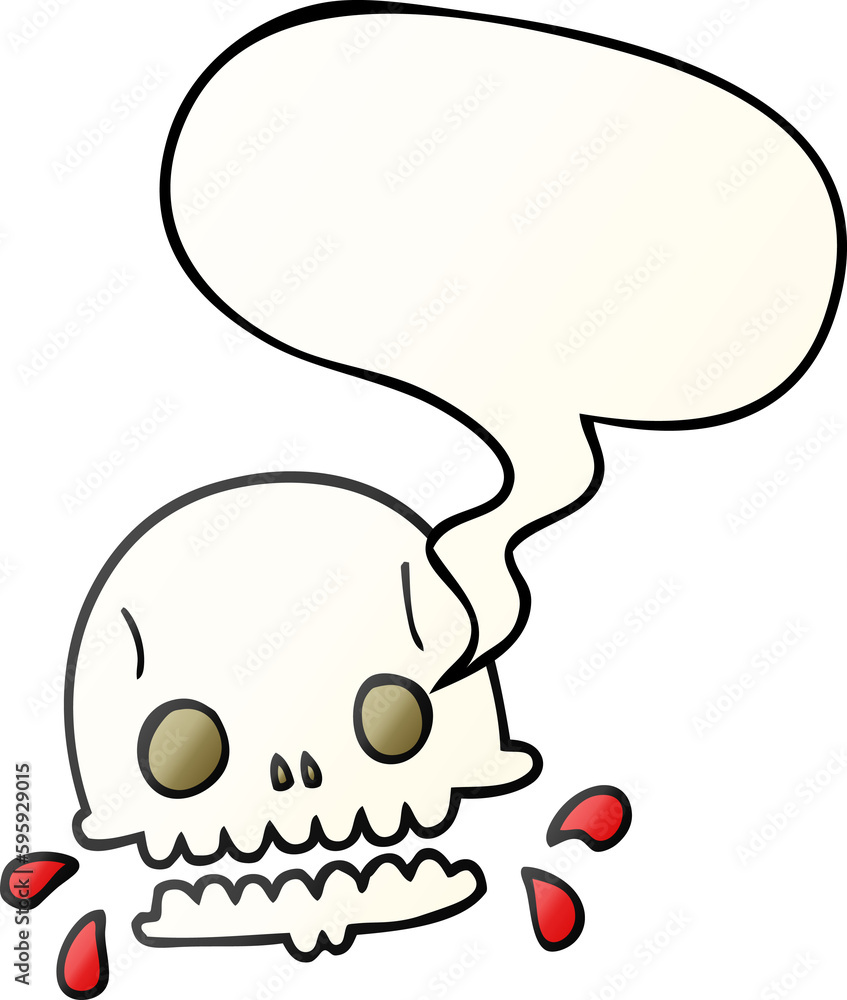cartoon spooky skull with speech bubble in smooth gradient style cartoon spooky skull with speech bubble in smooth gradient style