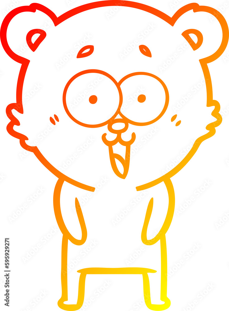 warm gradient line drawing of a laughing teddy bear cartoon warm gradient line drawing of a laughing teddy bear cartoon