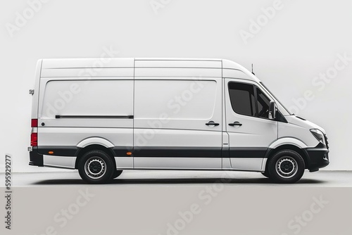 A spacious cargo van seen from the side, against a white background. Generative AI