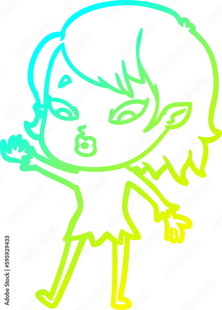 cold gradient line drawing of a cute cartoon vampire girl cold gradient line drawing of a cute cartoon vampire girl