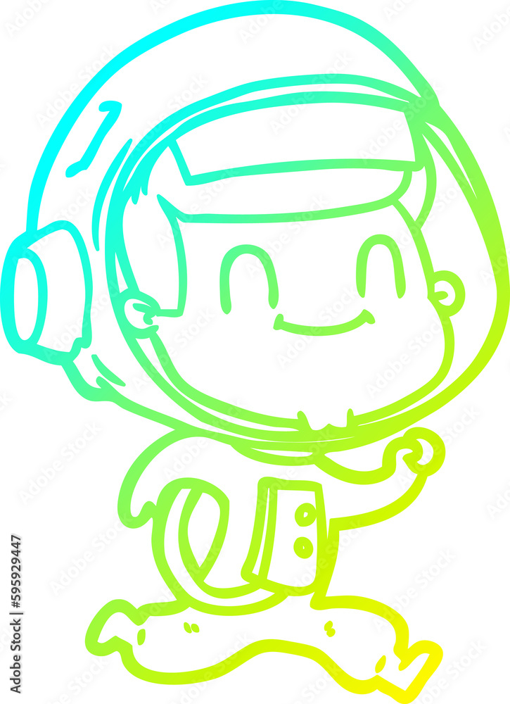 cold gradient line drawing of a happy cartoon astronaut cold gradient line drawing of a happy cartoon astronaut