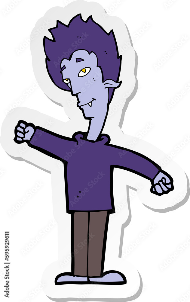 sticker of a cartoon vampire man sticker of a cartoon vampire man