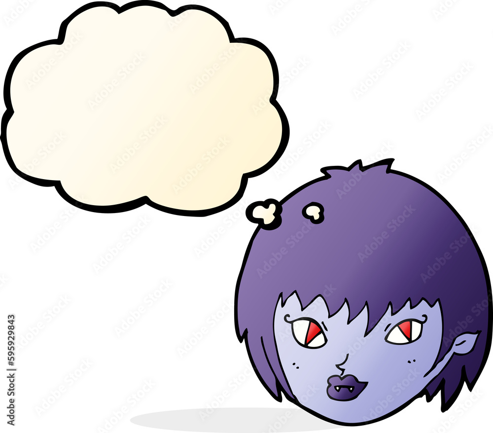 cartoon vampire girl face with thought bubble cartoon vampire girl face with thought bubble