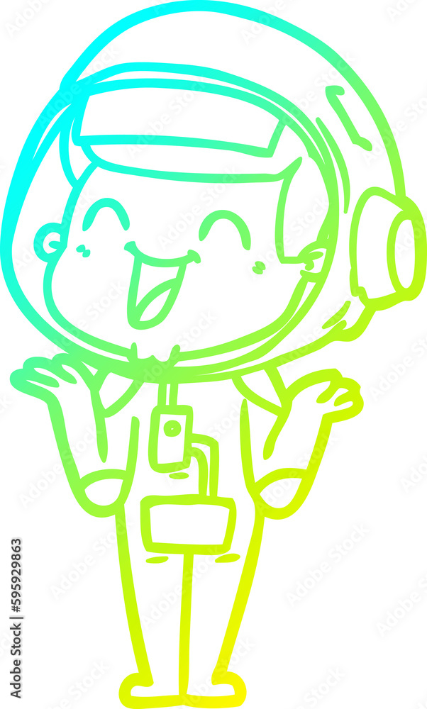 cold gradient line drawing of a happy cartoon astronaut cold gradient line drawing of a happy cartoon astronaut