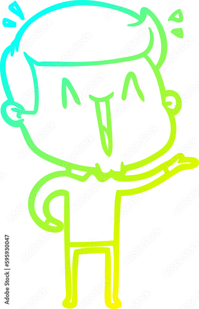 cold gradient line drawing of a cartoon excited man cold gradient line drawing of a cartoon excited man