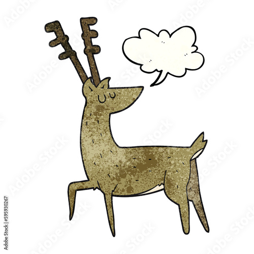 freehand speech bubble textured cartoon stag