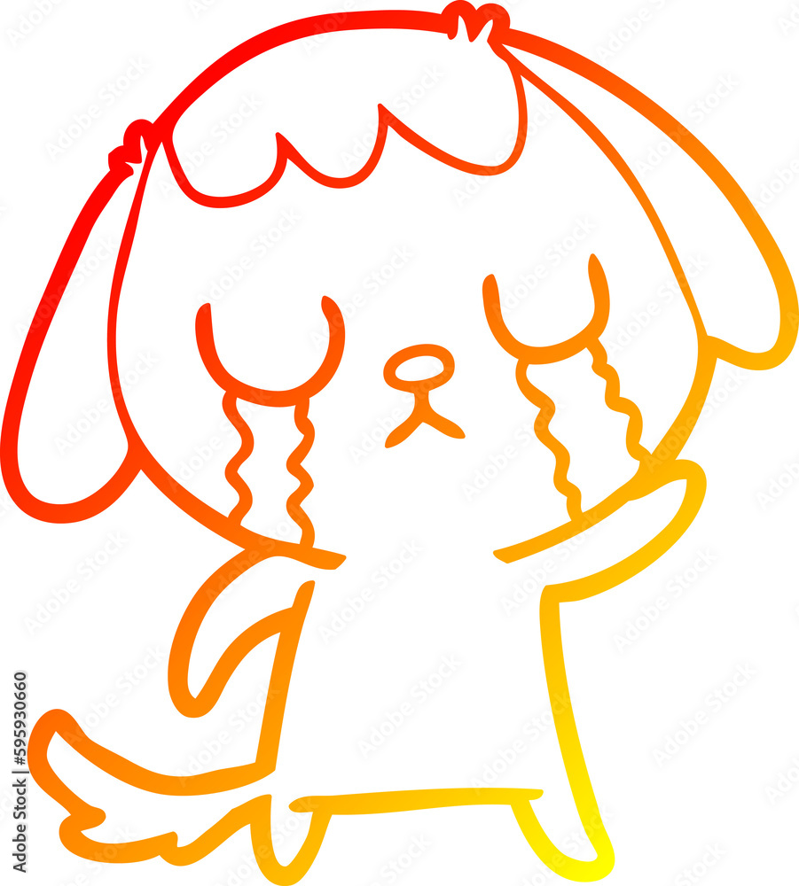 warm gradient line drawing of a cute cartoon dog crying warm gradient line drawing of a cute cartoon dog crying