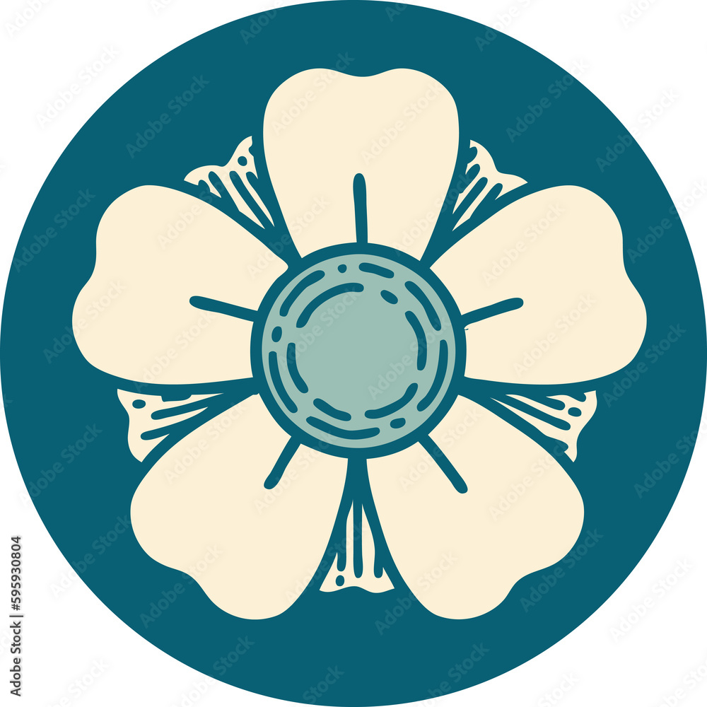 iconic tattoo style image of a flower iconic tattoo style image of a flower