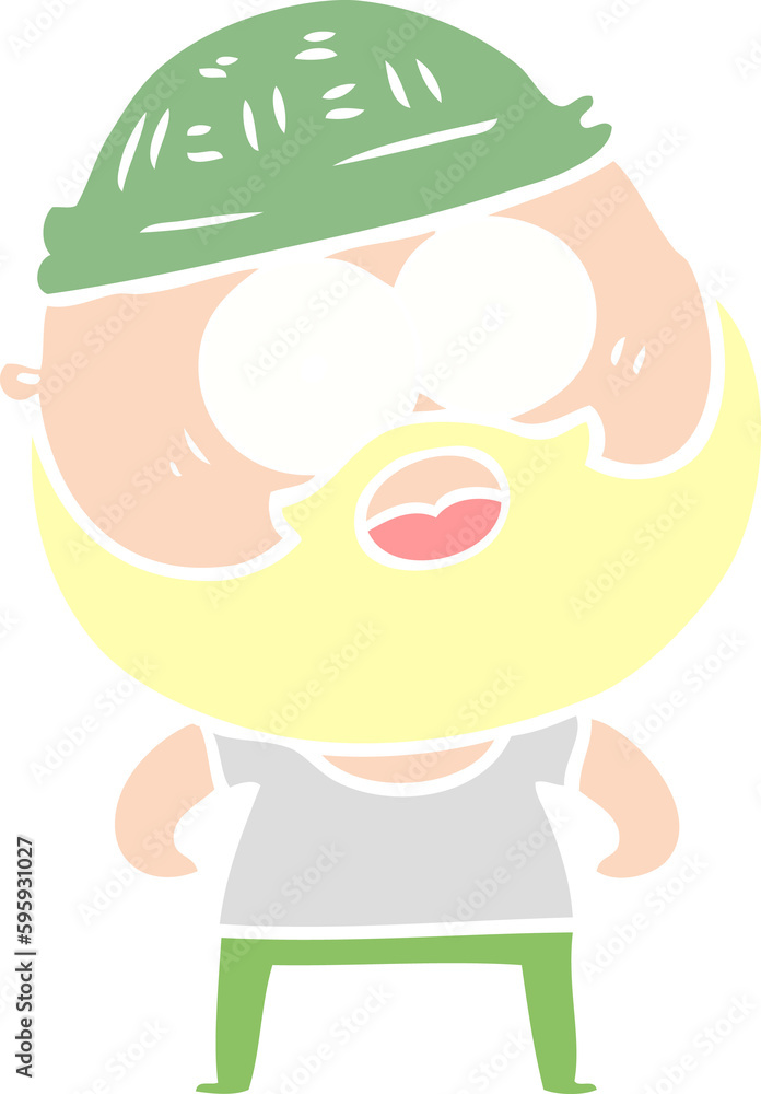 flat color style cartoon bearded man flat color style cartoon bearded man
