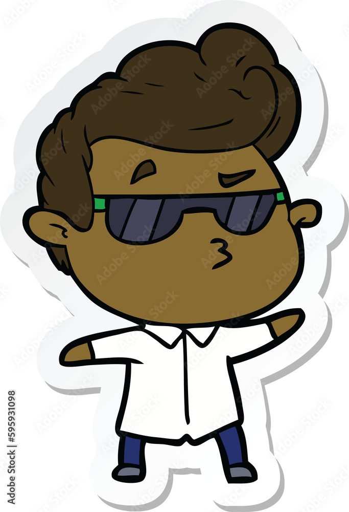 sticker of a cartoon cool guy sticker of a cartoon cool guy