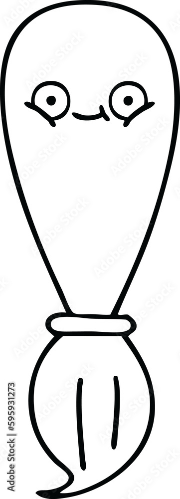line drawing cartoon of a paint brush line drawing cartoon of a paint brush