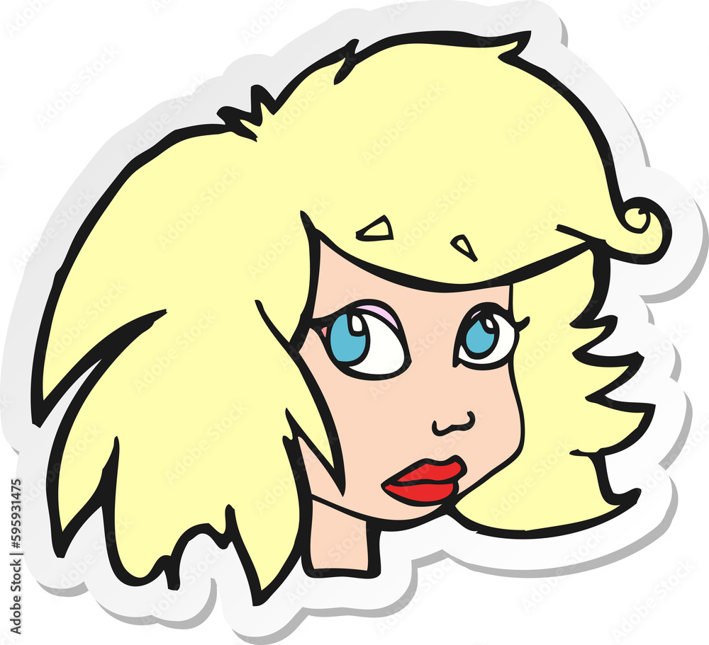 sticker of a cartoon female face sticker of a cartoon female face