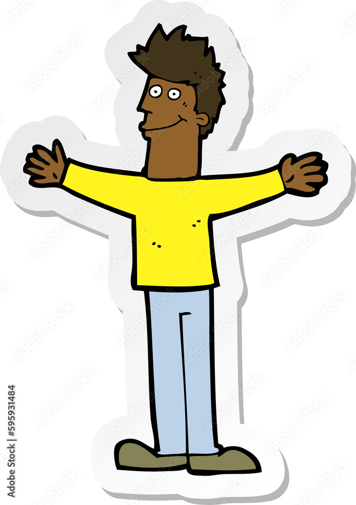 sticker of a cartoon happy man sticker of a cartoon happy man