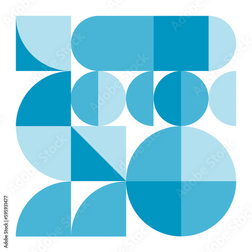 【青・水色系】幾何学模様背景・メンフィスのフレームパターン素材

