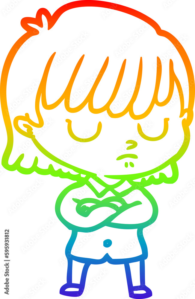 rainbow gradient line drawing of a cartoon woman rainbow gradient line drawing of a cartoon woman