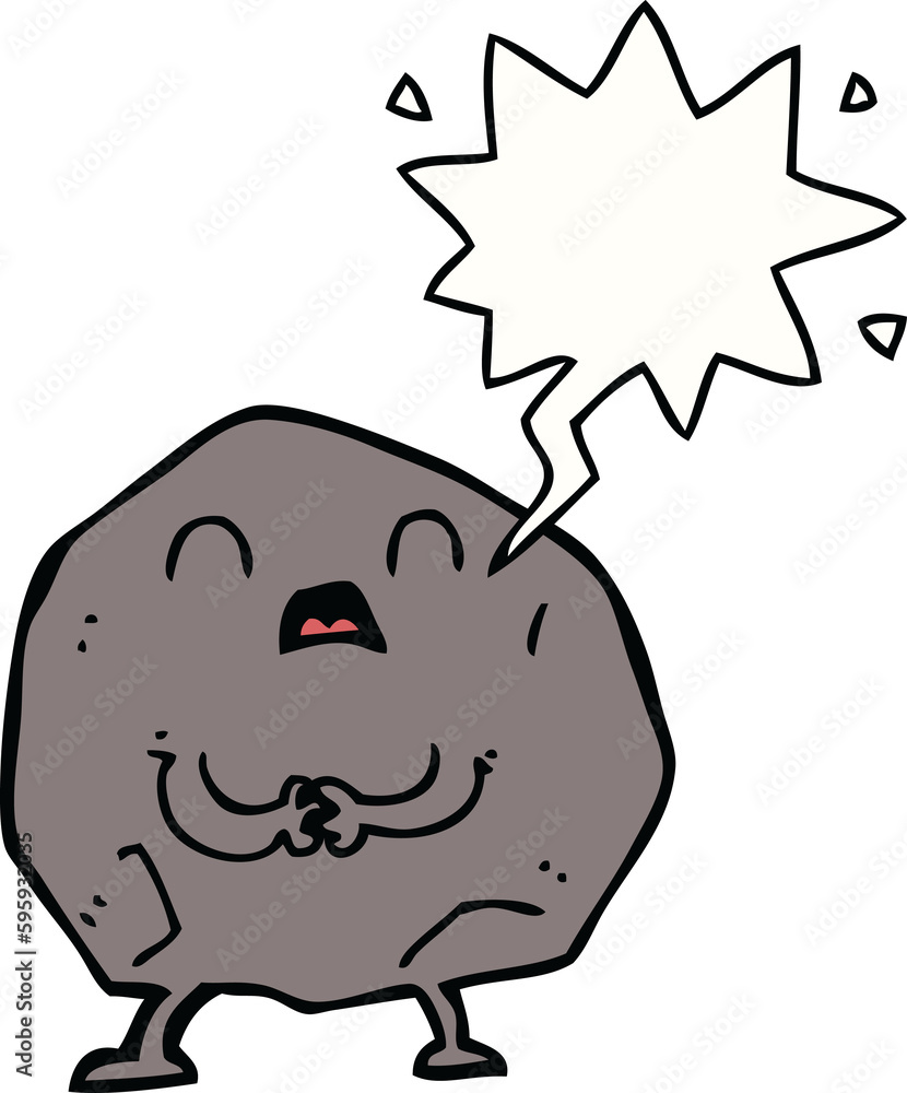 cartoon rock with speech bubble cartoon rock with speech bubble