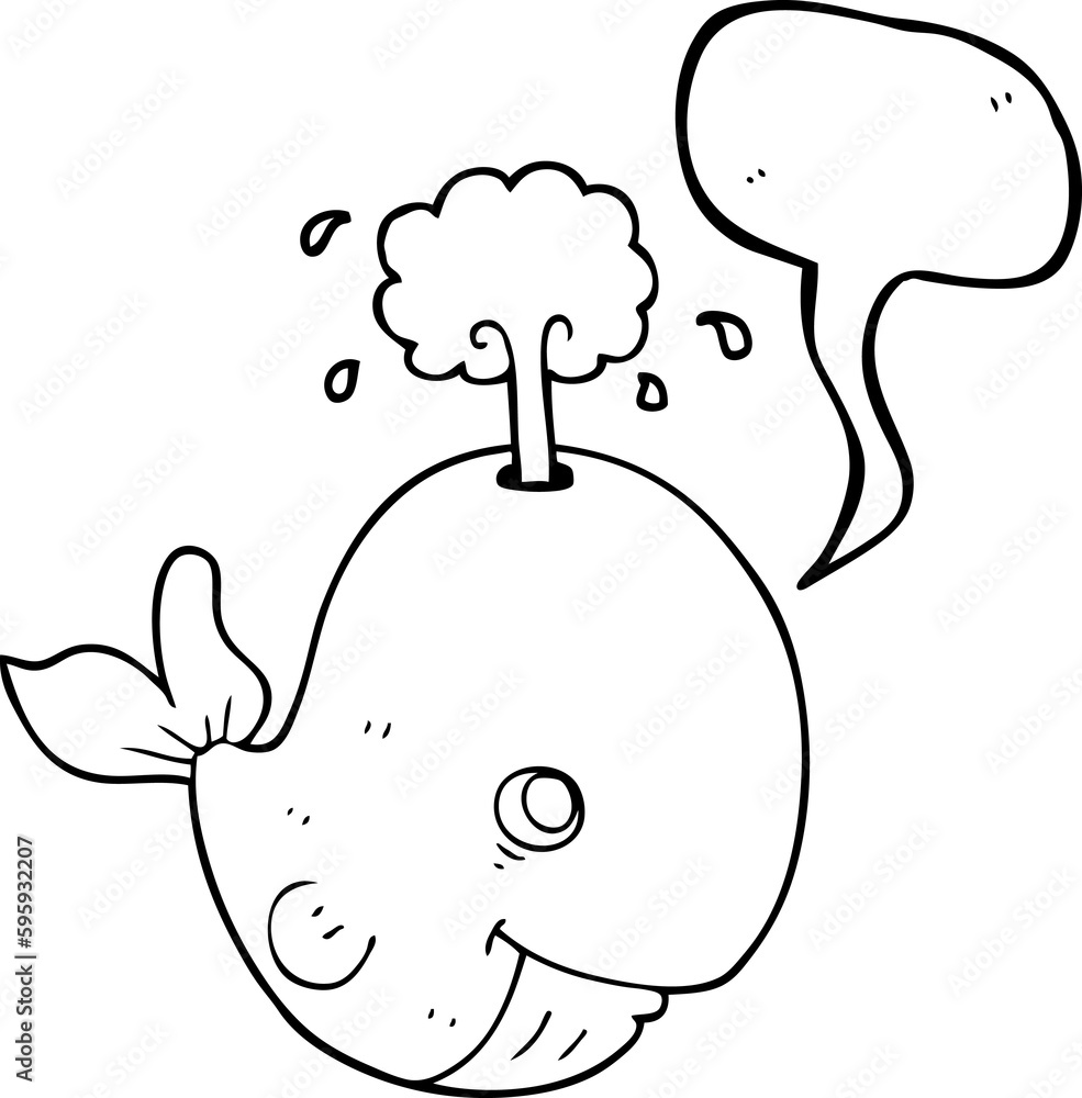 freehand drawn speech bubble cartoon whale spouting water freehand drawn speech bubble cartoon whale spouting water