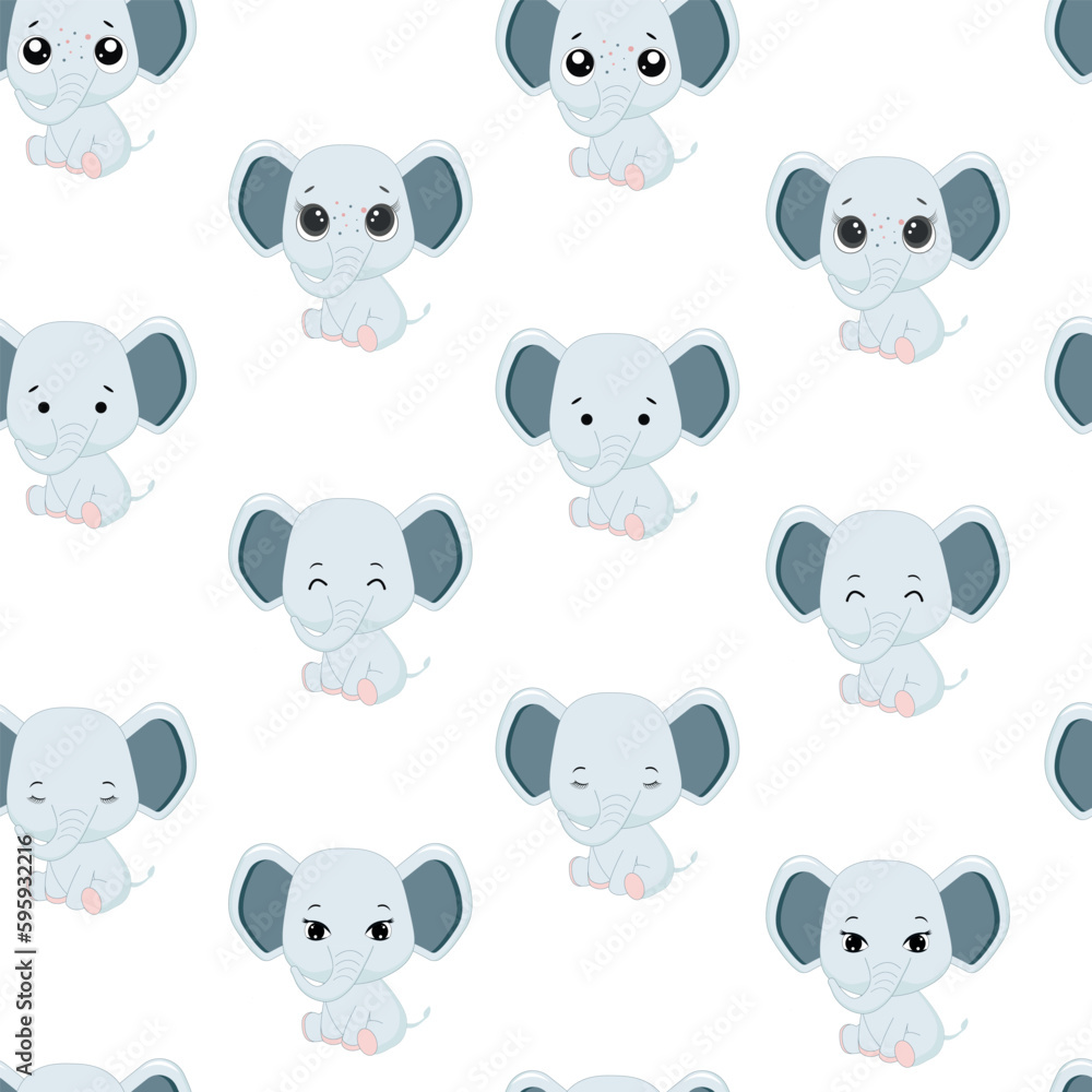 Children's pattern with a small elephant. Animal seamless pattern. Children's pattern with a small elephant. Animal seamless pattern.