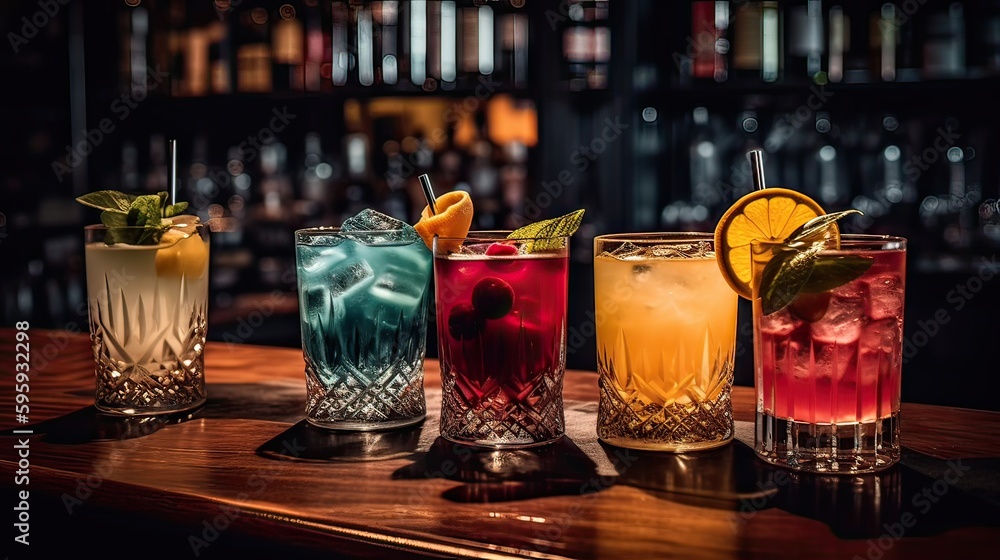 colored cocktails.Created with generative technology.