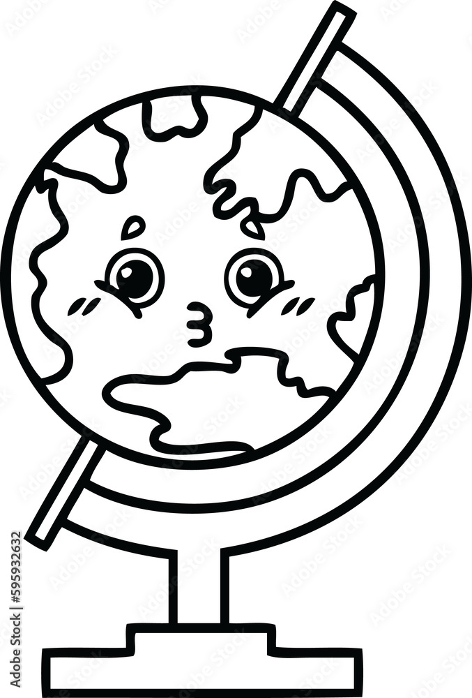 line drawing cartoon of a globe of the world line drawing cartoon of a globe of the world