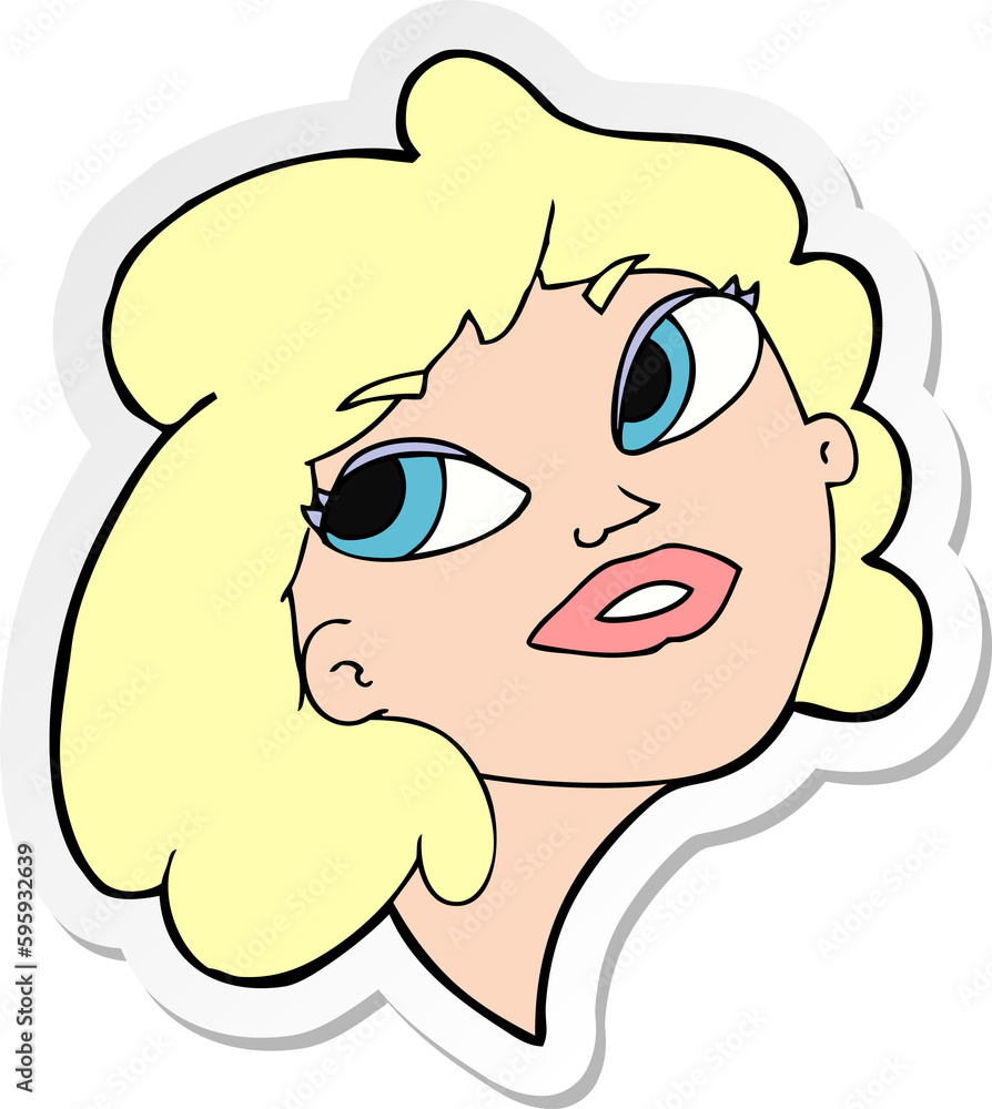 sticker of a cartoon happy woman sticker of a cartoon happy woman