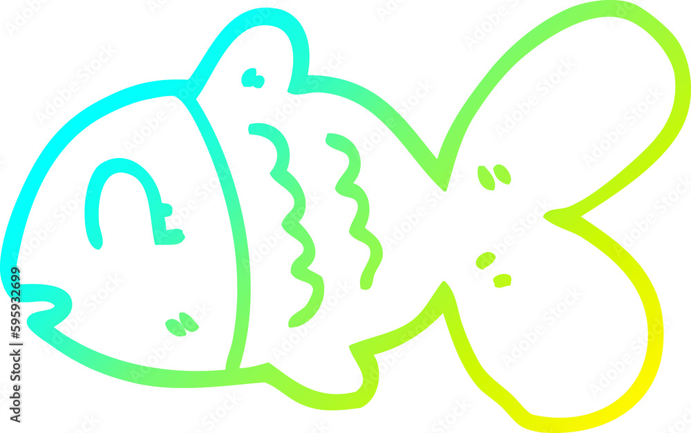 cold gradient line drawing of a cartoon fish cold gradient line drawing of a cartoon fish