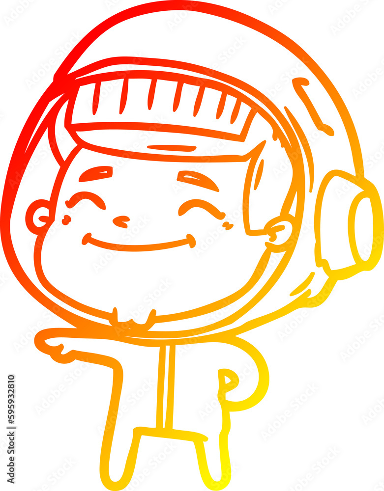 warm gradient line drawing of a happy cartoon astronaut warm gradient line drawing of a happy cartoon astronaut