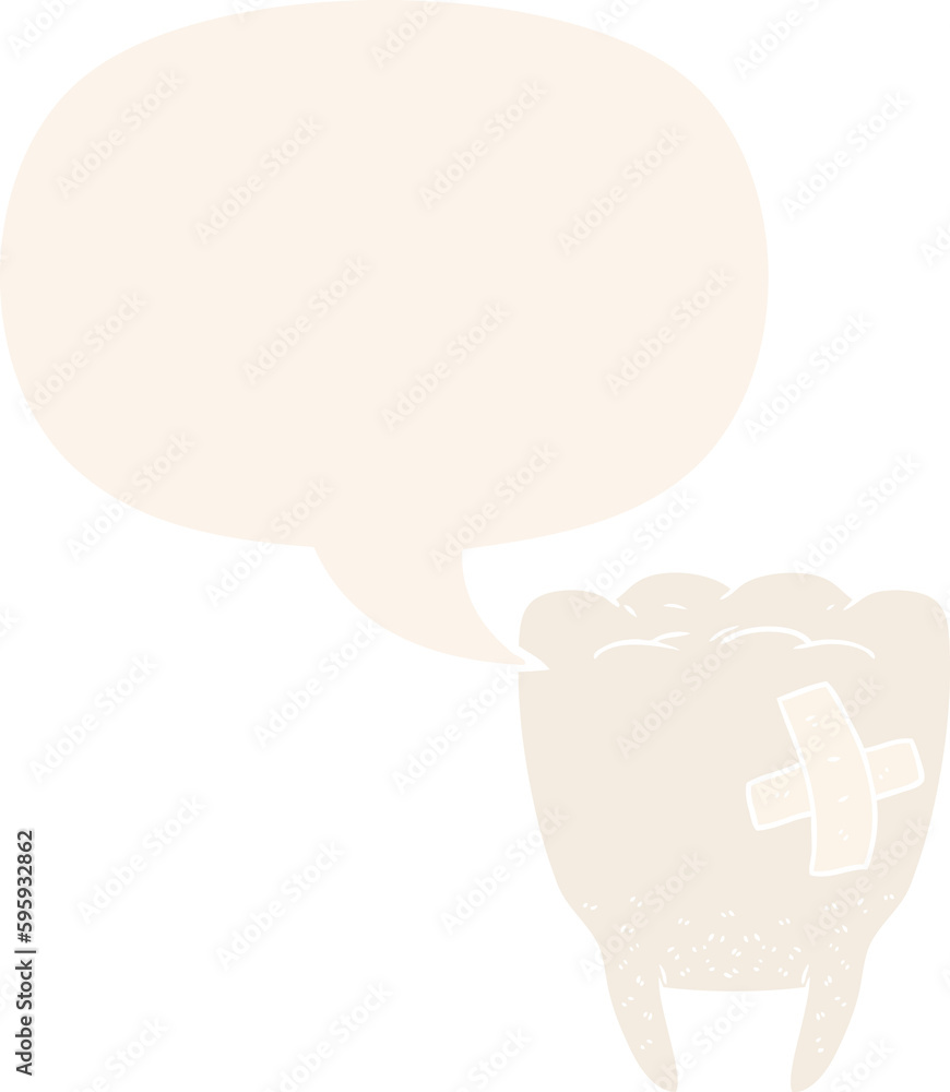cartoon bad tooth with speech bubble in retro style cartoon bad tooth with speech bubble in retro style
