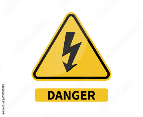 High voltage sign on white background. Danger sign. Vector illustration.