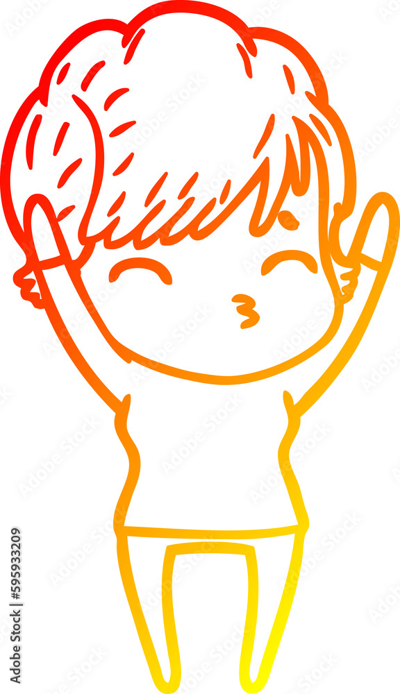 warm gradient line drawing of a cartoon woman thinking warm gradient line drawing of a cartoon woman thinking