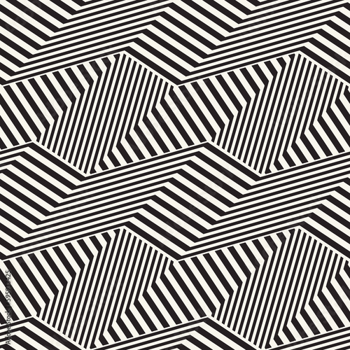 Monochrome Optical Illusion Striped Blocks Pattern