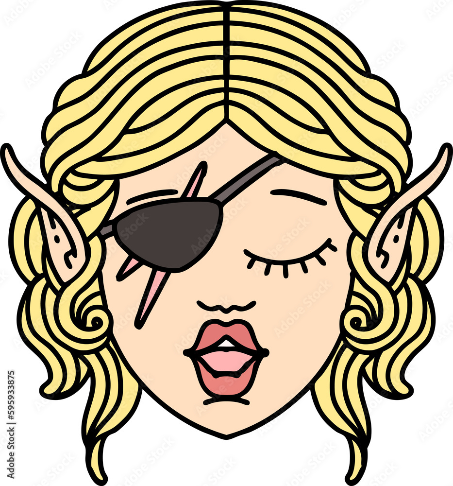 Retro Tattoo Style elf rogue character face Retro Tattoo Style elf rogue character face