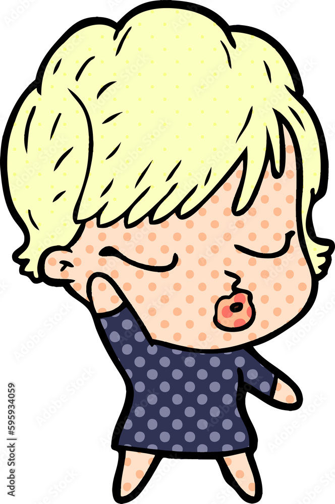 cartoon woman with eyes shut