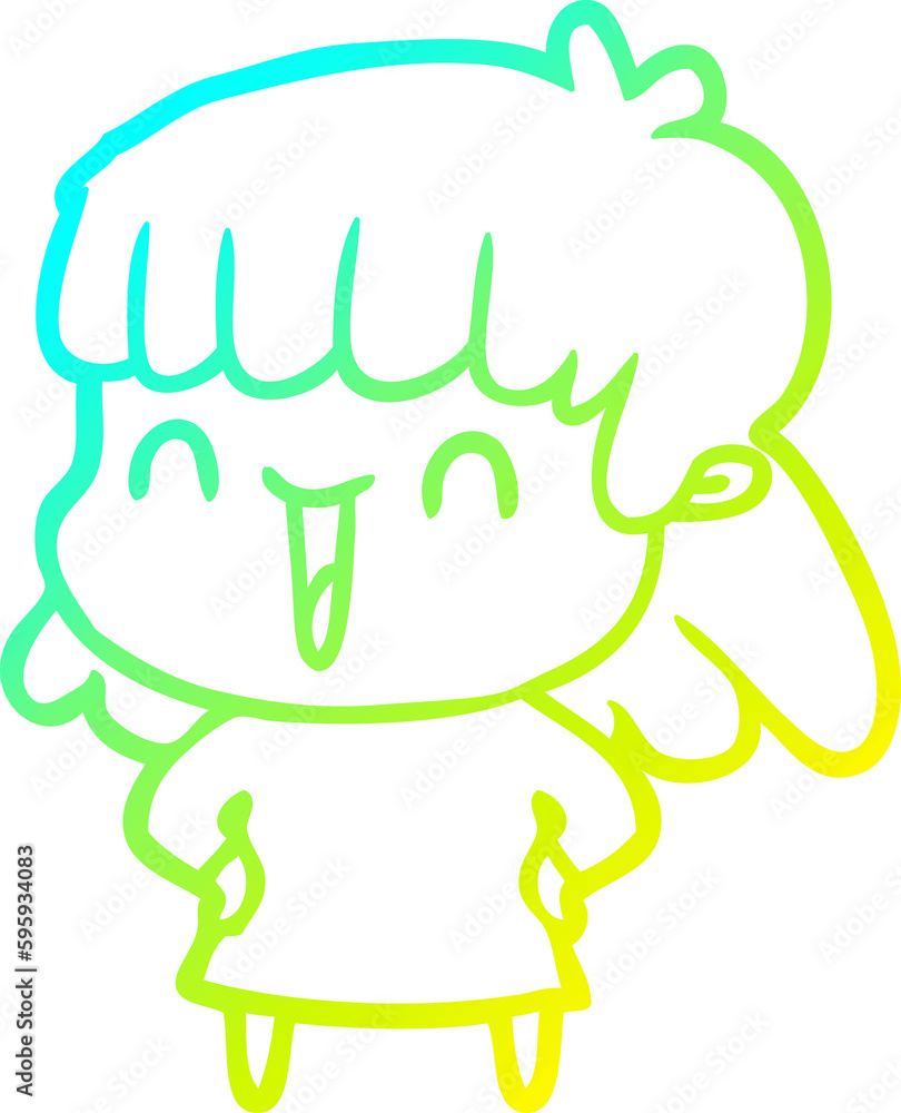 cold gradient line drawing of a cartoon woman cold gradient line drawing of a cartoon woman