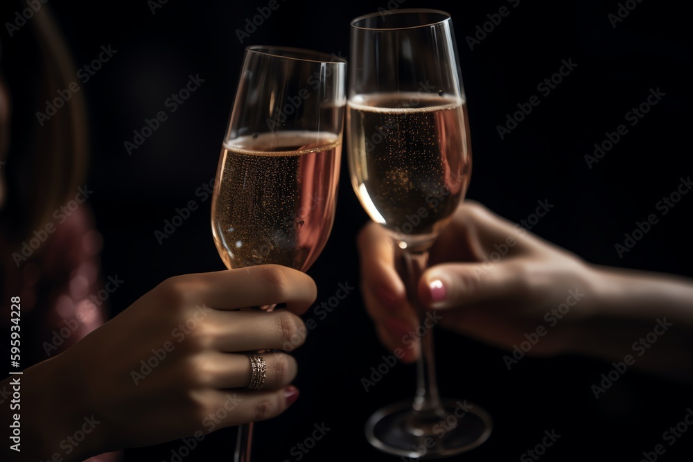 Toasting With Pinkhearted Champagne. Generative AI