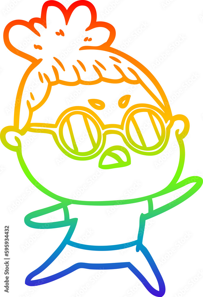 rainbow gradient line drawing of a cartoon annoyed woman rainbow gradient line drawing of a cartoon annoyed woman