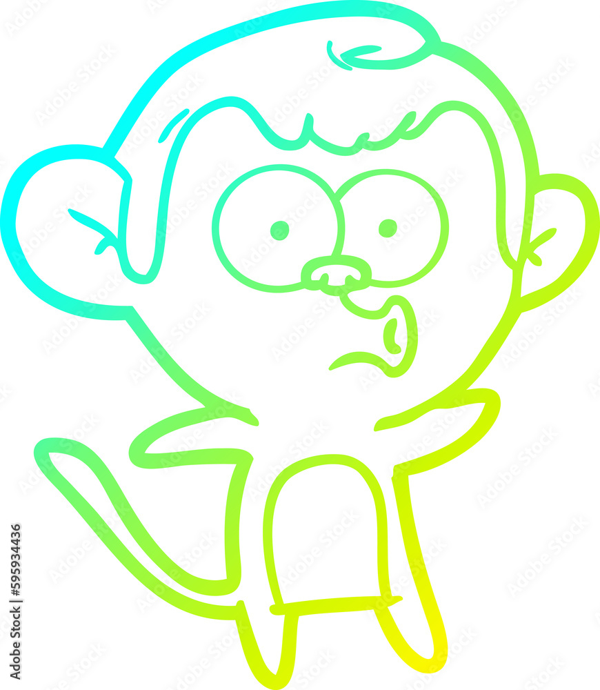cold gradient line drawing of a cartoon surprised monkey cold gradient line drawing of a cartoon surprised monkey