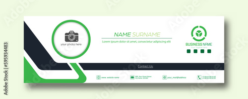 Corporate business cover with a signature and a place for illustration or photo. A page for social networks with a place for an avatar. The cover layout is in a minimalist style
