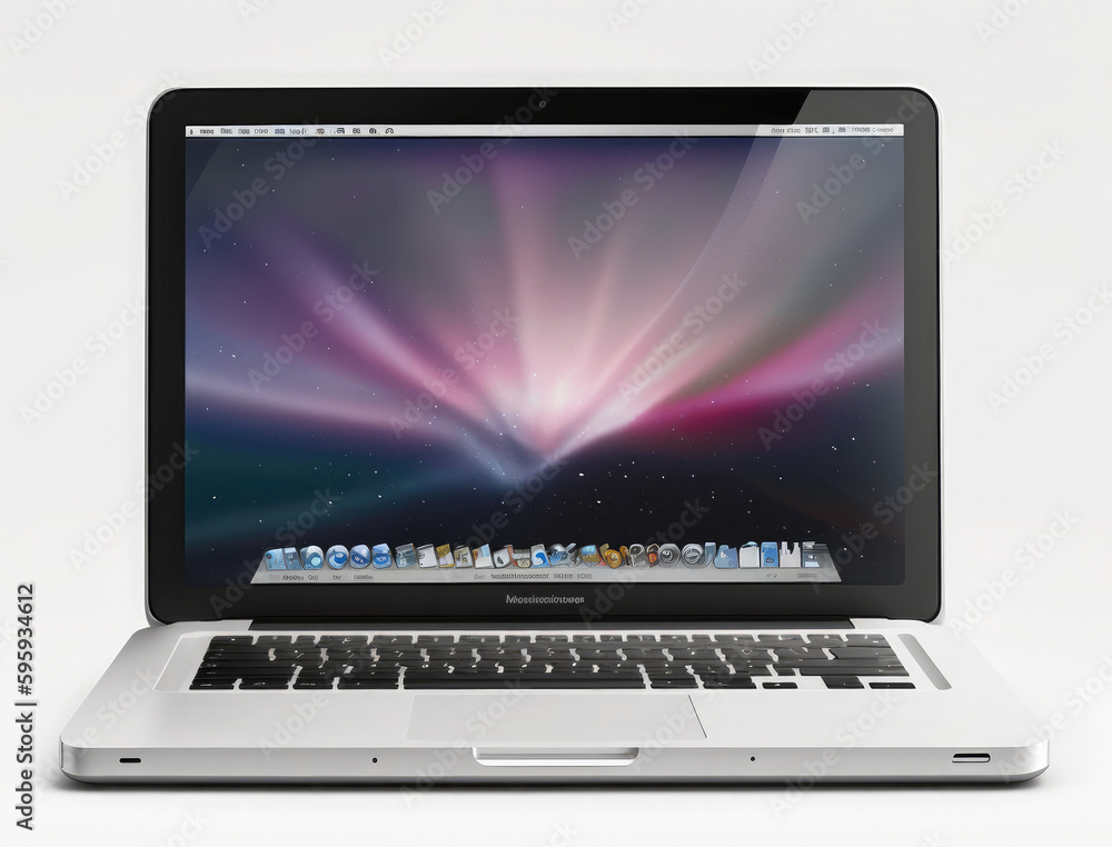 Laptop desktop frontal view on a white background. Generative AI Laptop desktop frontal view on a white background. Generative AI