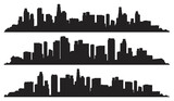 City silhouette set labels monochrome
