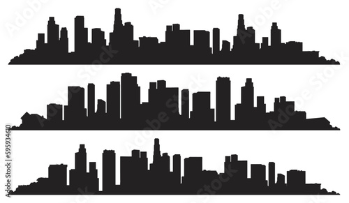 City silhouette set labels monochrome
